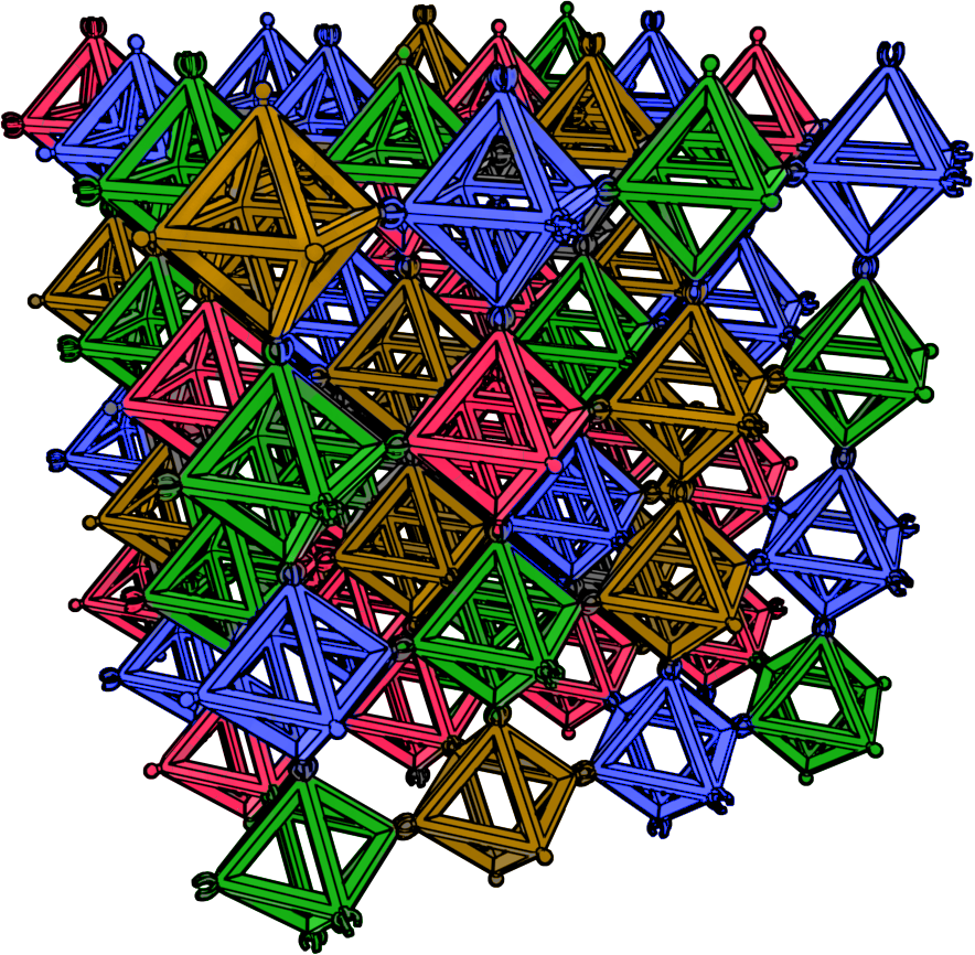 3D model of a DNA origami superlattice crystal with octahedral frames